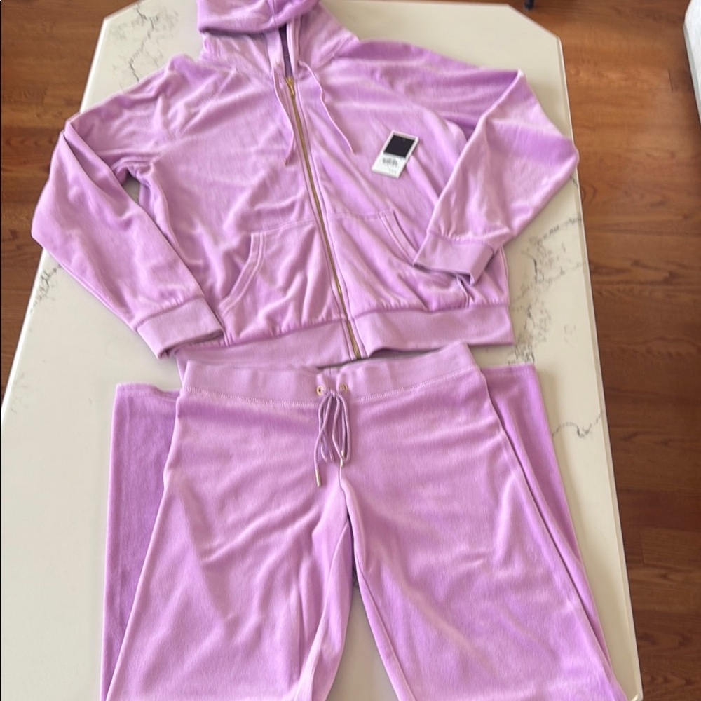 NWT Juicy Couture Y2K Lavender Velour Tracksuit L Jacket S pants Vintage
